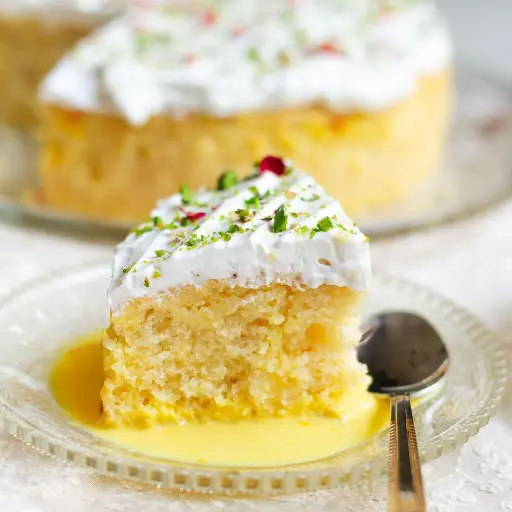 Saffron tres leche cake